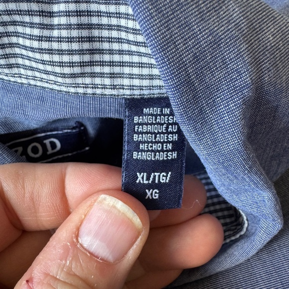 Izod Men's Performance Button‎ Down Long Sleeve Shirt Blue XL Flip Cuffs Stretch - Picture 9 of 16